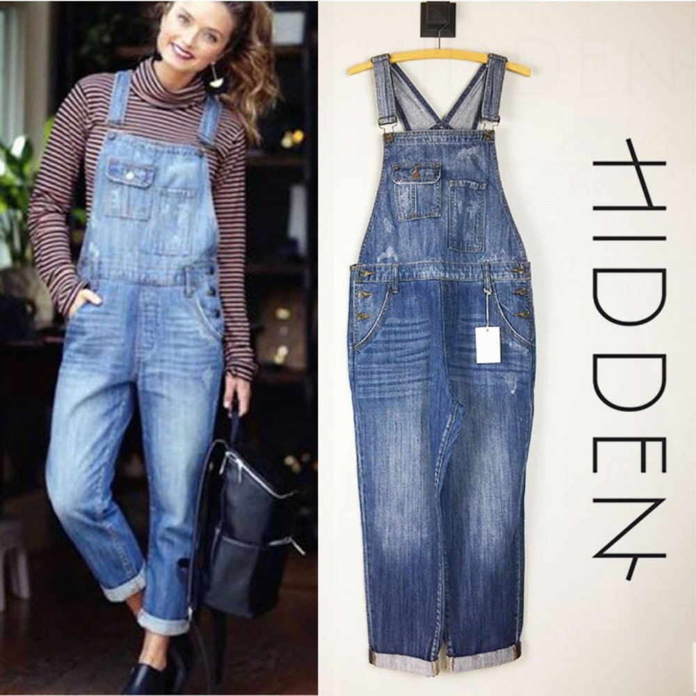 Hidden Jeans, Baggy Boyfriend Overalls, Size M